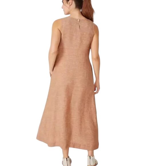 J Jill Linen Sleeveless A-Line Midi Maxi Dress, NWT, Pockets, Peach Tan, XL - Picture 6 of 9